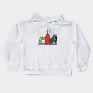 Turin skyline poster Kids Hoodie